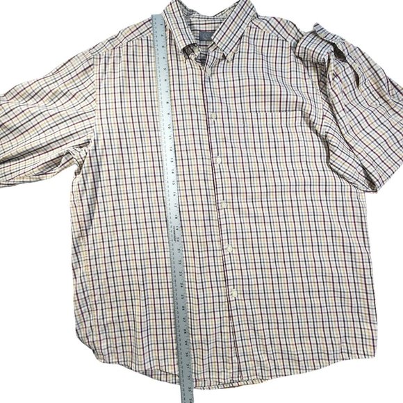 Talbots Men's Dress Shirt Red Grey Yellow Plaid Button Down Long Sleeve Size XL - Picture 9 of 10